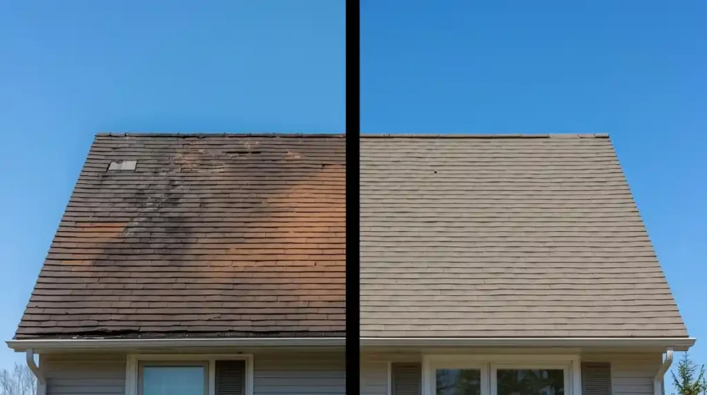 before & Aftere portfolio roof fix